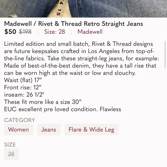 Madewell / Rivet & Thread Retro Straight Jeans - Picture 8 of 8
